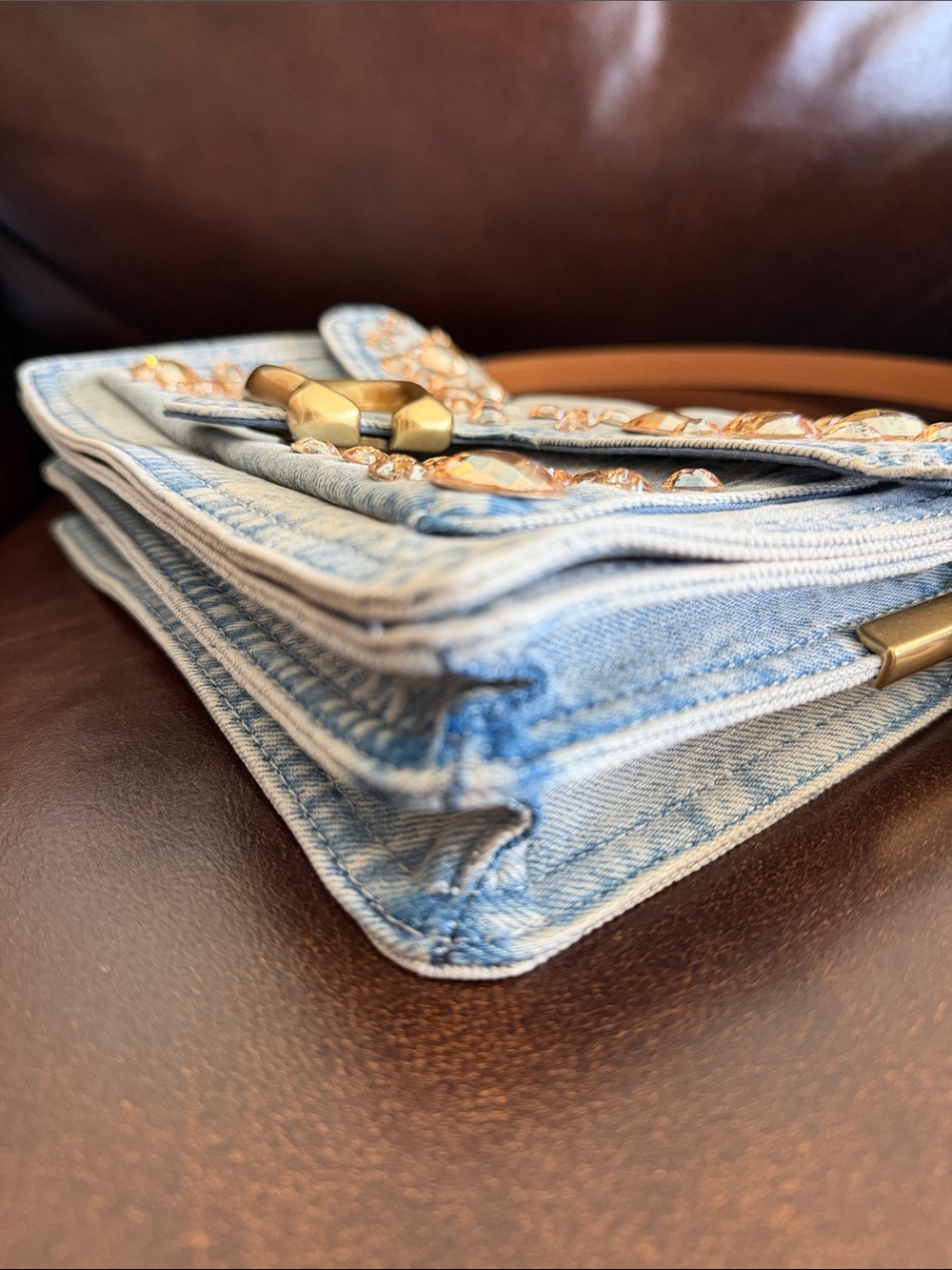 Coach Tabby 26 Denim with Crystal Shoulder Bag with Gold Crystal Embellishments - Picture 7 of 9